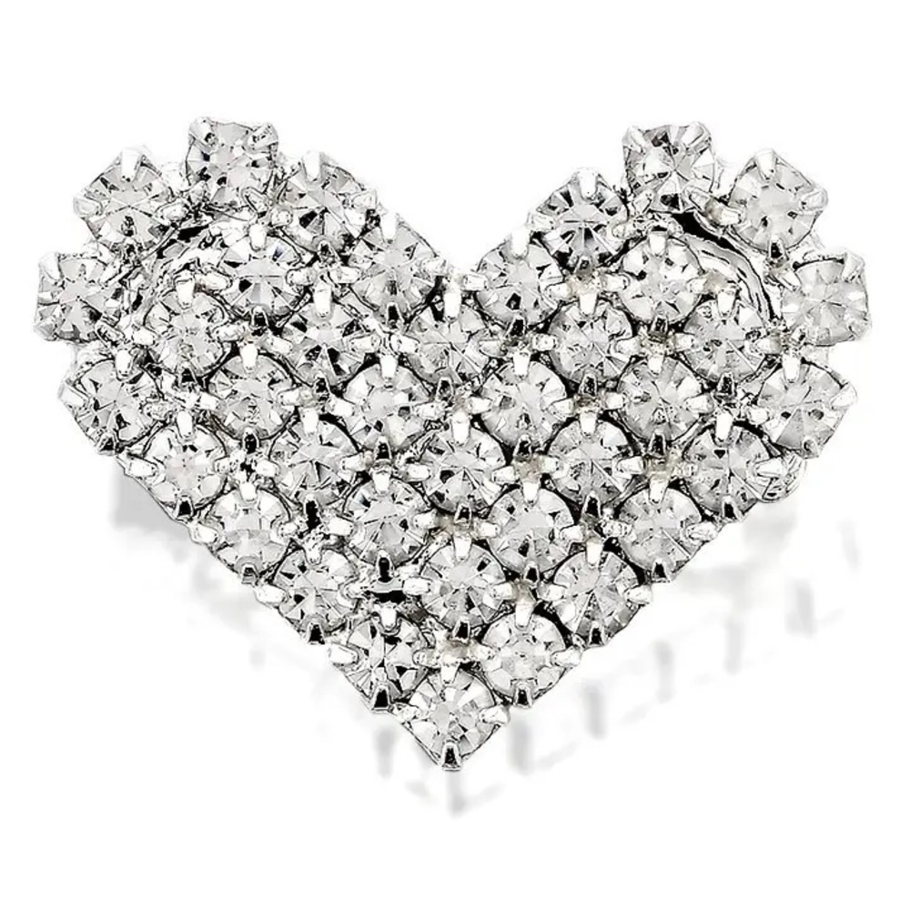 Diamanté Silver Heart Brooch